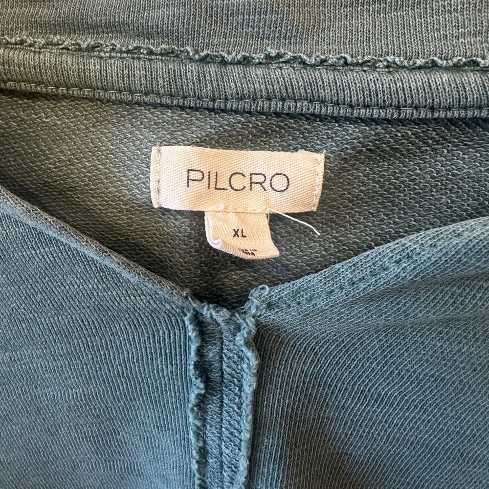 Pilcro Anthropologie Batwing Eyelet Cropped Sweatshirt Green XL - Picture 6 of 7